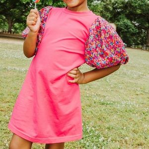 Queen of Sparkles Hot Pink Sequin Puff Sleeve Dress Brand New